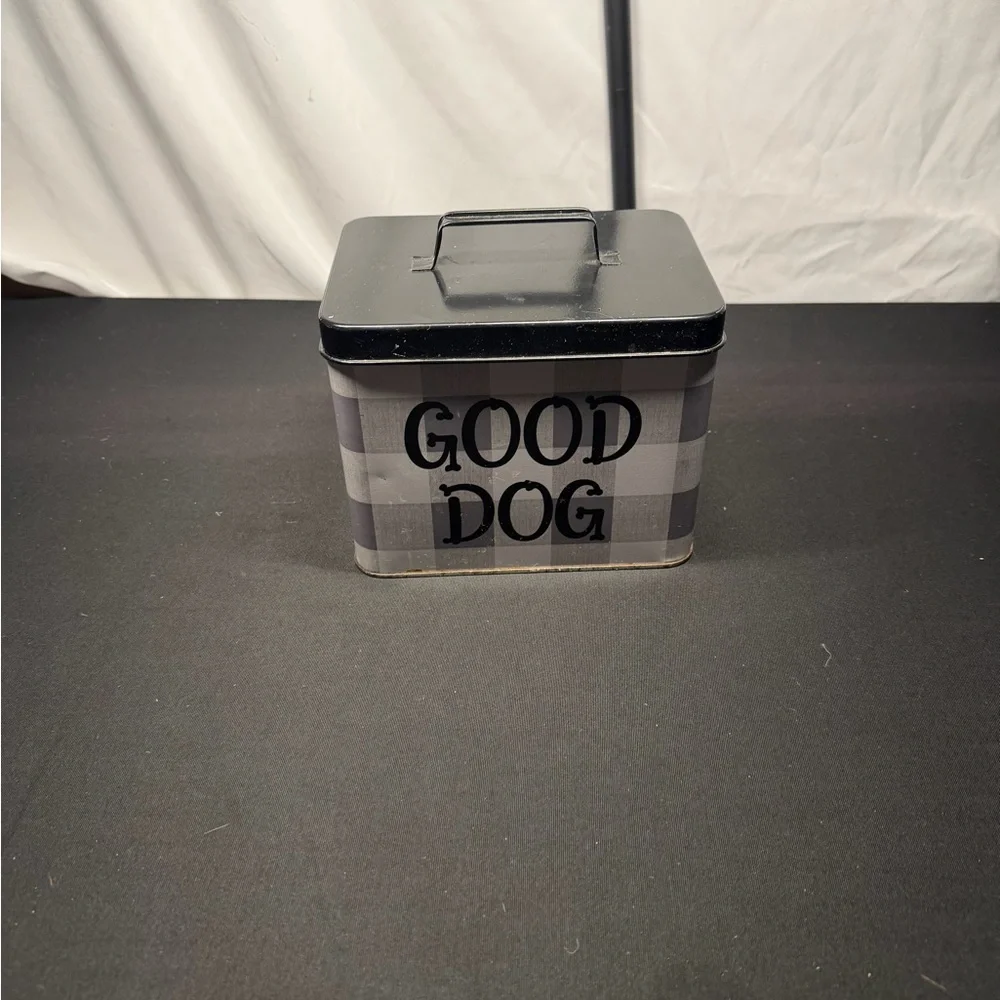 Good Dog Black and Gray Storage Tin